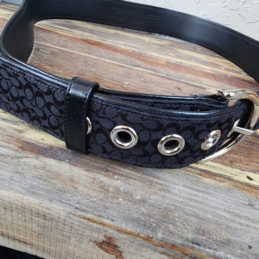 Coach Black and Silver Men's Belt - Picture 1 of 3